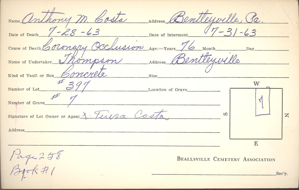 burial card